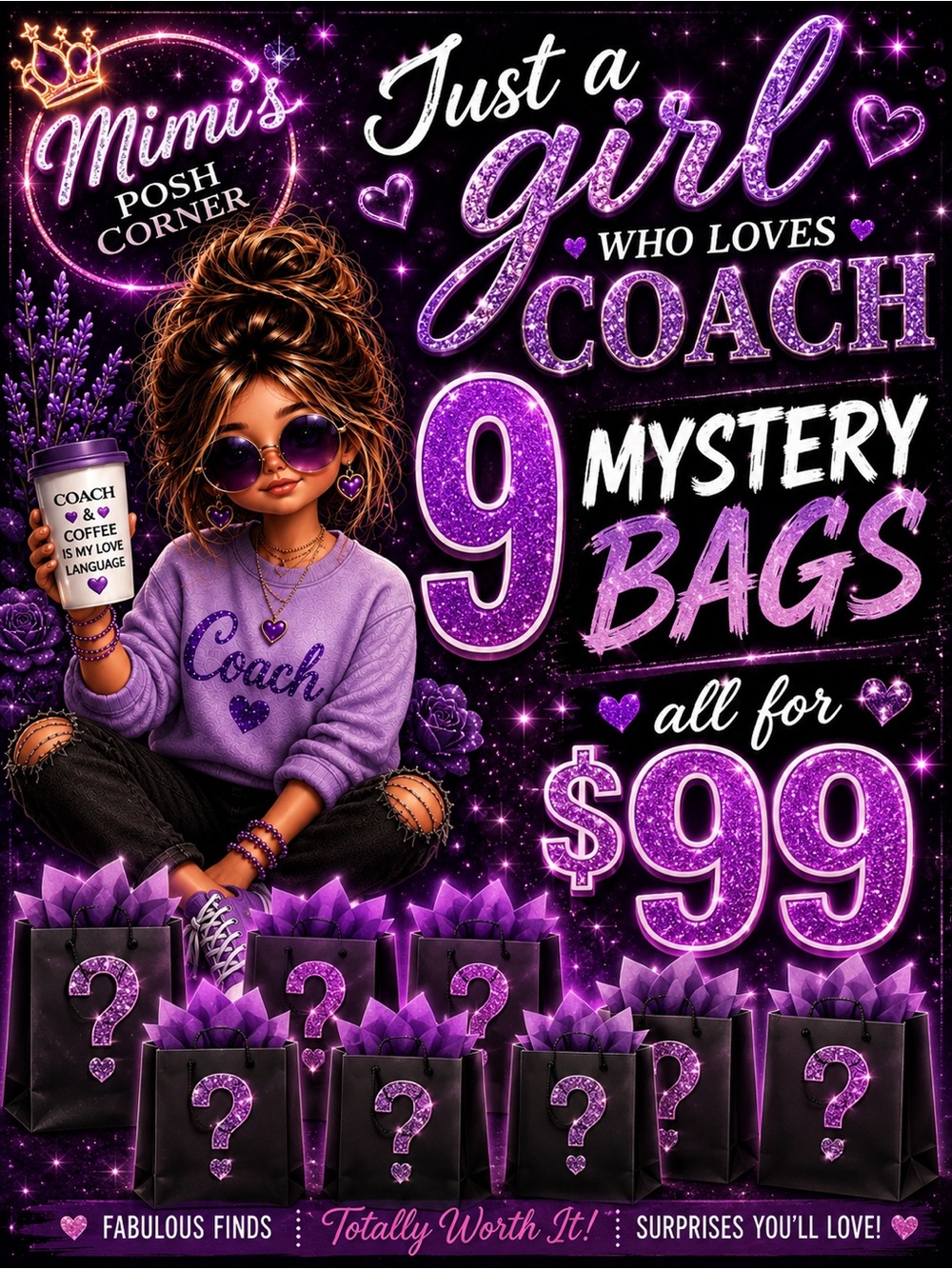 Coach Purple Mystery Bag Set â 9 Surprise Travel Bags
